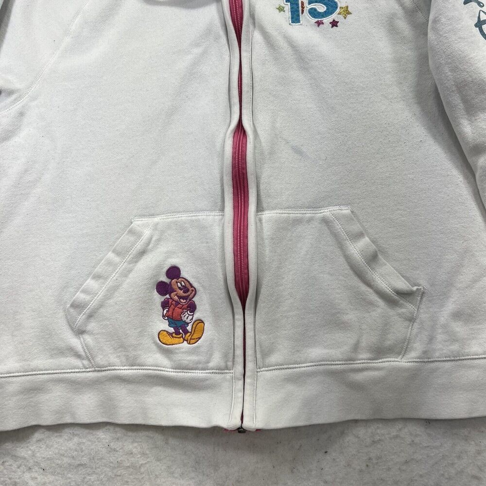 Disney Parks Women's 1X 2015 Full Zip Fleece Hoodie Walt Disney World White - Picture 6 of 12